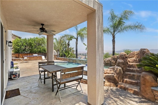 8581 Camino Limon Rd, Corona, CA 92883 - fenced backyard with ceiling fan and a patio area