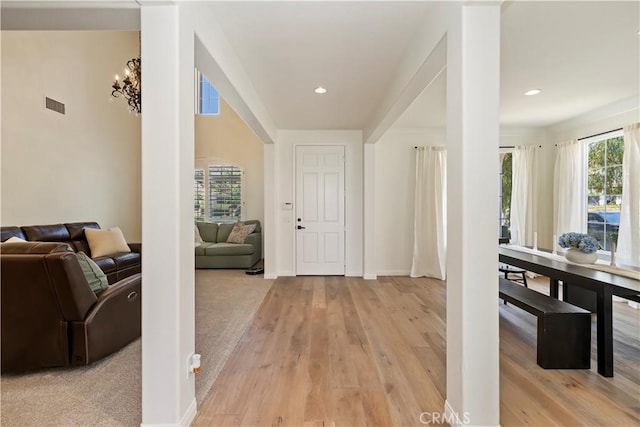 8581 Camino Limon Rd, Corona, CA 92883 - entrance foyer featuring light wood finished floors, baseboards, and recessed lighting
