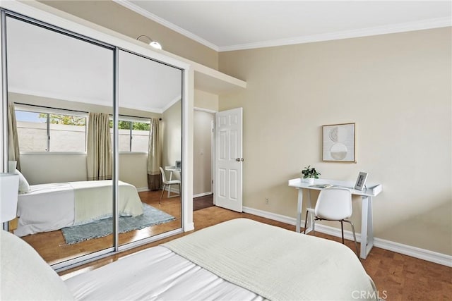 31 Aspen Way, Rolling Hills Estates, CA 90274 - bedroom featuring a closet, ornamental molding, and carpet flooring