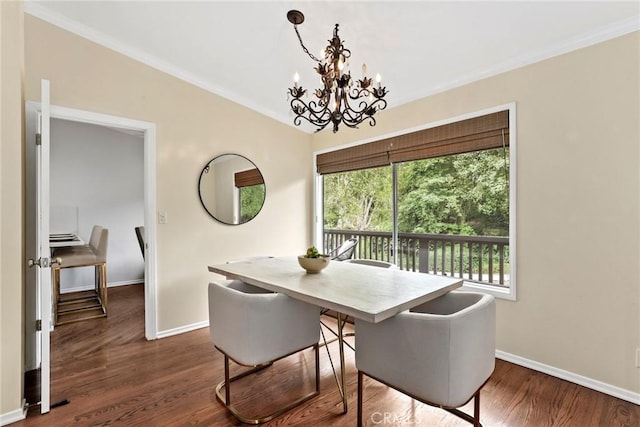 31 Aspen Way, Rolling Hills Estates, CA 90274 - dining space with crown molding, a chandelier, and dark wood finished floors