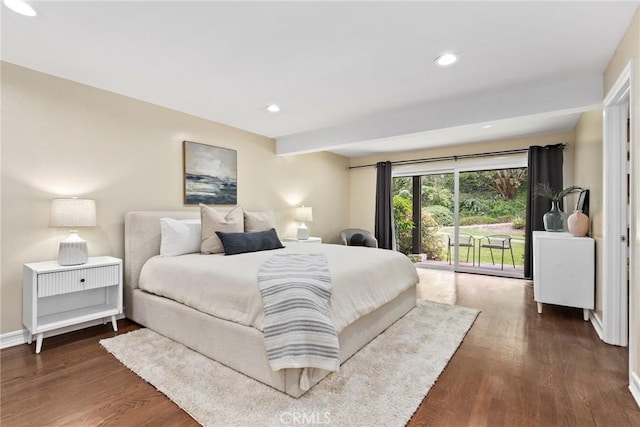 31 Aspen Way, Rolling Hills Estates, CA 90274 - bedroom featuring dark wood-type flooring, recessed lighting, and access to outside