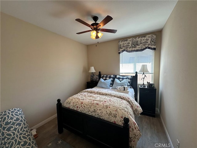 2408 Driftwood Dr, Rosamond, CA 93560 - bedroom featuring baseboards, wood finished floors, and ceiling fan