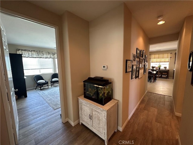 2408 Driftwood Dr, Rosamond, CA 93560 - hall with dark wood finished floors and baseboards