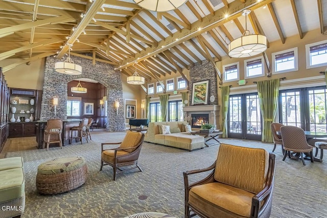 1542 Windshore Way, Oxnard, CA 93035 - common area featuring high vaulted ceiling and beam ceiling