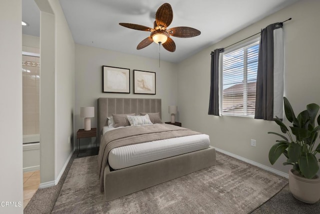 1542 Windshore Way, Oxnard, CA 93035 - bedroom featuring ensuite bath, carpet floors, and a ceiling fan