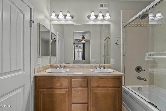 1542 Windshore Way, Oxnard, CA 93035 - bathroom with shower / tub combination, a ceiling fan, and double vanity