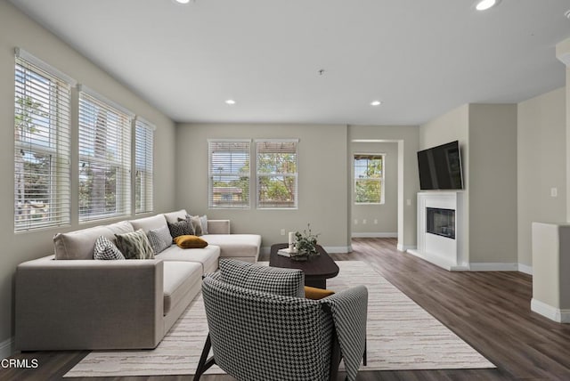 1542 Windshore Way, Oxnard, CA 93035 - living area with recessed lighting, wood finished floors, and a glass covered fireplace