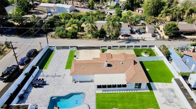 7401 Liberty Ave, Corona, CA 92881 - aerial view of residential area featuring a pool