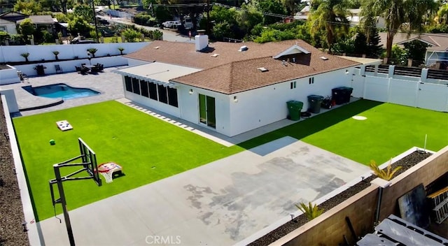 7401 Liberty Ave, Corona, CA 92881 - view from above of property featuring a pool area