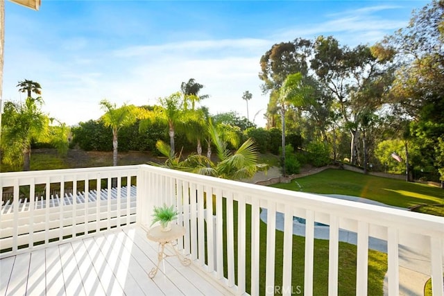 2424 Norte Vista Dr, Chino Hills, CA 91709 - wooden deck featuring a lawn