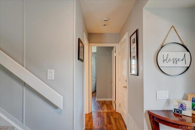 24920 Via Lopez Ct, Ramona, CA 92065 - hall with dark wood-type flooring and baseboards