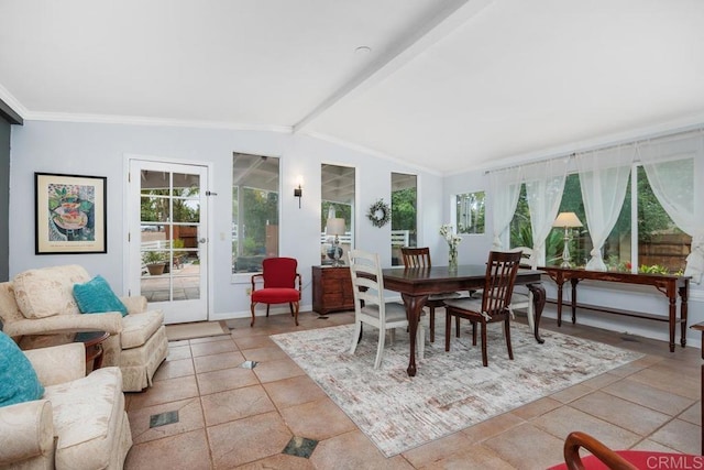 1093 Rancho Santa Fe Rd, Encinitas, CA 92024 - dining area featuring crown molding and baseboards