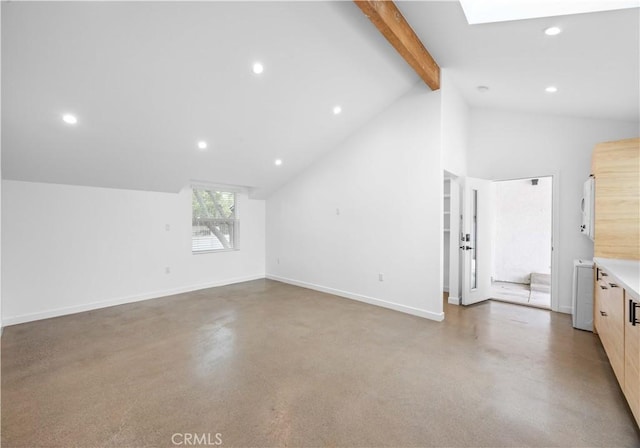 17435 Lassen St, Northridge, CA 91325 - unfurnished living room featuring finished concrete flooring, recessed lighting, and baseboards