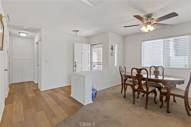 40612 Via Amapola, Murrieta, CA 92562 - dining space with baseboards, light wood finished floors, and a ceiling fan