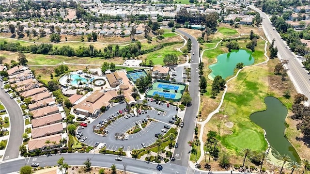 40612 Via Amapola, Murrieta, CA 92562 - aerial view of property's location featuring a large body of water, nearby suburban area, and a golf club