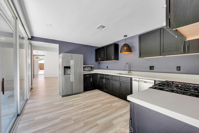 11230 Dilling St, Studio City, CA 91602 - kitchen featuring stainless steel appliances, a sink, light countertops, and light wood-type flooring
