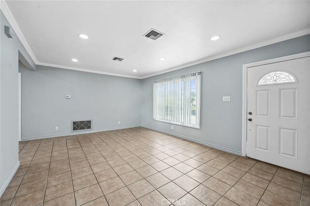 820 Carlotta Ct, Redlands, CA 92374 - entrance foyer featuring crown molding, recessed lighting, light tile patterned floors, and baseboards