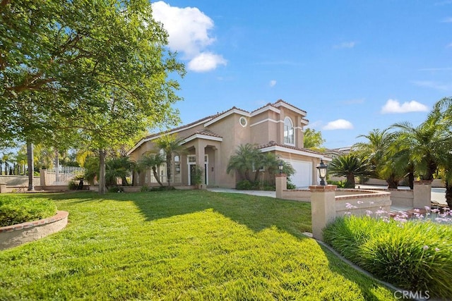30667 Shore Ridge Dr, Menifee, CA 92584 - mediterranean / spanish house with driveway, stucco siding, a garage, and a tile roof