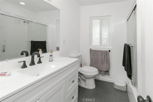 1222 W Kettering St, Lancaster, CA 93534 - bathroom with vanity, a shower with shower door, and tile patterned flooring