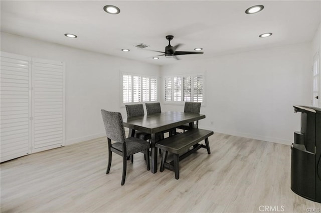 1222 W Kettering St, Lancaster, CA 93534 - dining space with ceiling fan, recessed lighting, and light wood finished floors