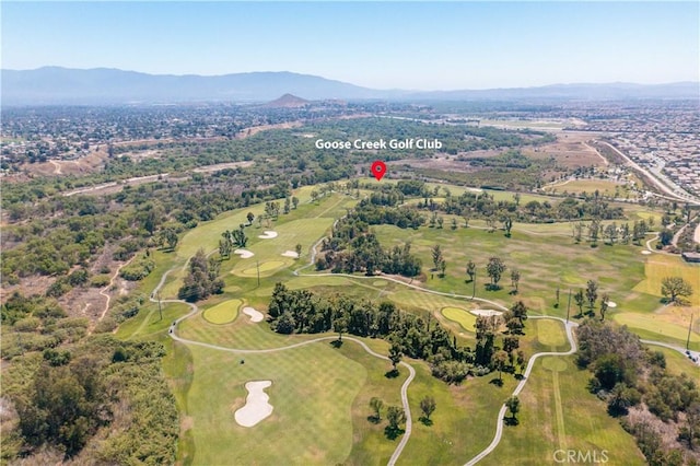 6940 Lagoon Ct, Jurupa Valley, CA 91752 - aerial overview of property's location with a mountain backdrop and a golf club