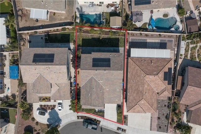 6940 Lagoon Ct, Jurupa Valley, CA 91752 - aerial view of property and surrounding area featuring property boundaries highlighted