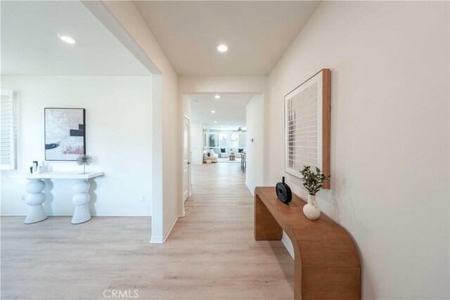 6940 Lagoon Ct, Jurupa Valley, CA 91752 - corridor with light wood-type flooring and recessed lighting