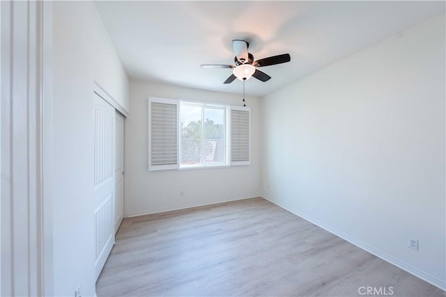 6940 Lagoon Ct, Jurupa Valley, CA 91752 - unfurnished bedroom featuring light wood finished floors, a closet, and ceiling fan