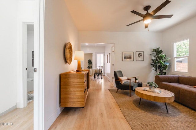 3538 Sierra St, Los Angeles, CA 90031 - living area featuring light wood-style flooring, a ceiling fan, and baseboards