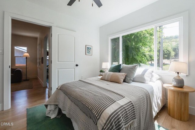 3538 Sierra St, Los Angeles, CA 90031 - bedroom featuring light wood-type flooring, baseboards, and a ceiling fan