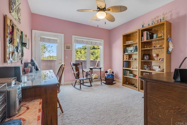 4014 Millagra Dr, Fallbrook, CA 92028 - office area with a ceiling fan, light colored carpet, and baseboards
