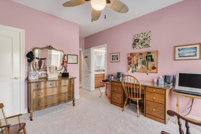 4014 Millagra Dr, Fallbrook, CA 92028 - office space featuring light colored carpet, ceiling fan, and baseboards