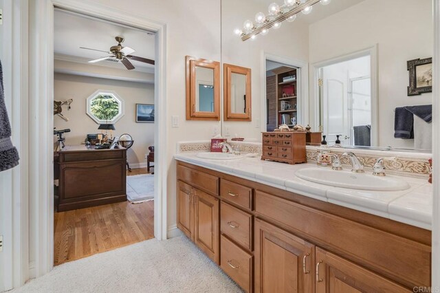 4014 Millagra Dr, Fallbrook, CA 92028 - full bath featuring double vanity and ceiling fan