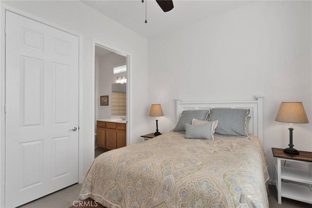 19344 Macklin St, Apple Valley, CA 92308 - bedroom featuring carpet, ensuite bathroom, and ceiling fan