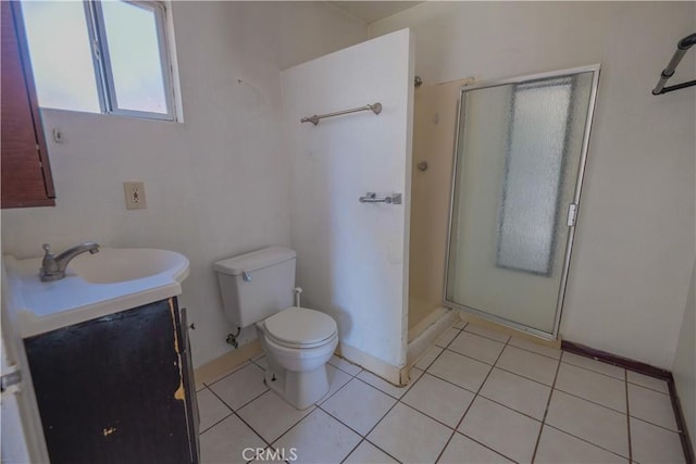7227 Farmland Ave, Pico Rivera, CA 90660 - full bath with a stall shower, vanity, toilet, and tile patterned flooring