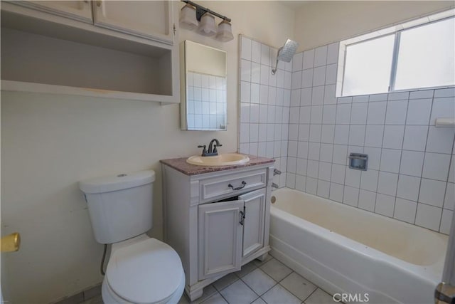 7227 Farmland Ave, Pico Rivera, CA 90660 - full bathroom featuring toilet, vanity,  shower combination, and tile patterned flooring