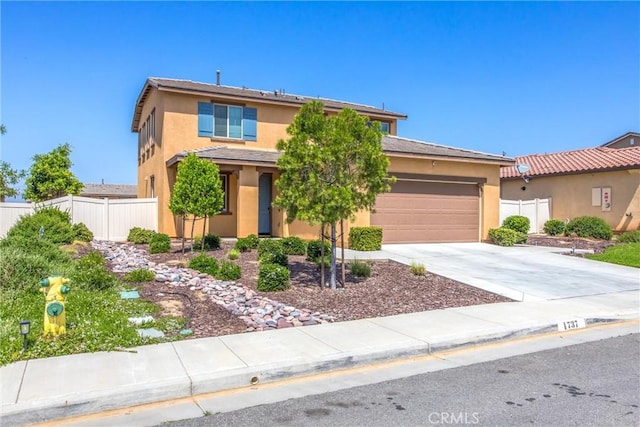 1737 Arcus Ct, Beaumont, CA 92223 - view of front facade with stucco siding, a garage, and concrete driveway