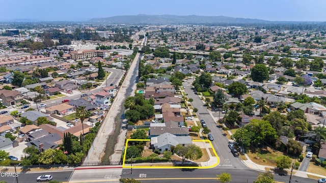 8730 Marshall St, Rosemead, CA 91770 - aerial view of residential area featuring property parcel outlined and mountains