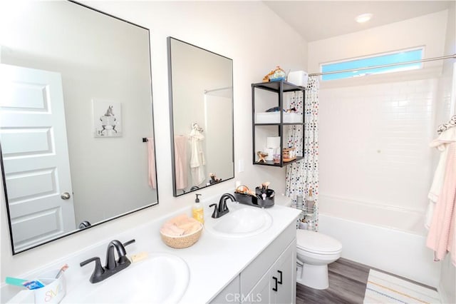 28252 Farm Creek Way, Valley Center, CA 92082 - full bath featuring double vanity, shower / tub combo, and wood finished floors