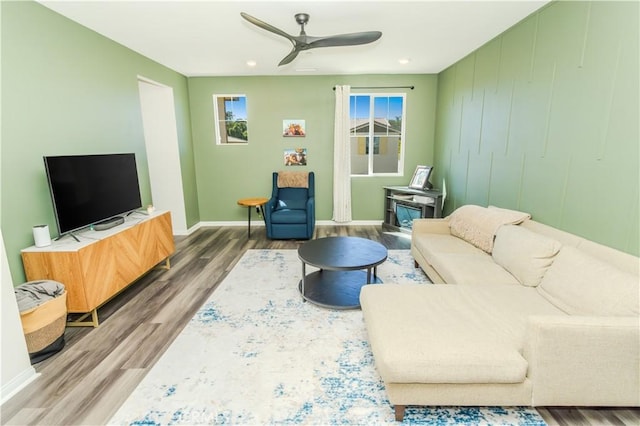28252 Farm Creek Way, Valley Center, CA 92082 - living area featuring ceiling fan, wood finished floors, and recessed lighting