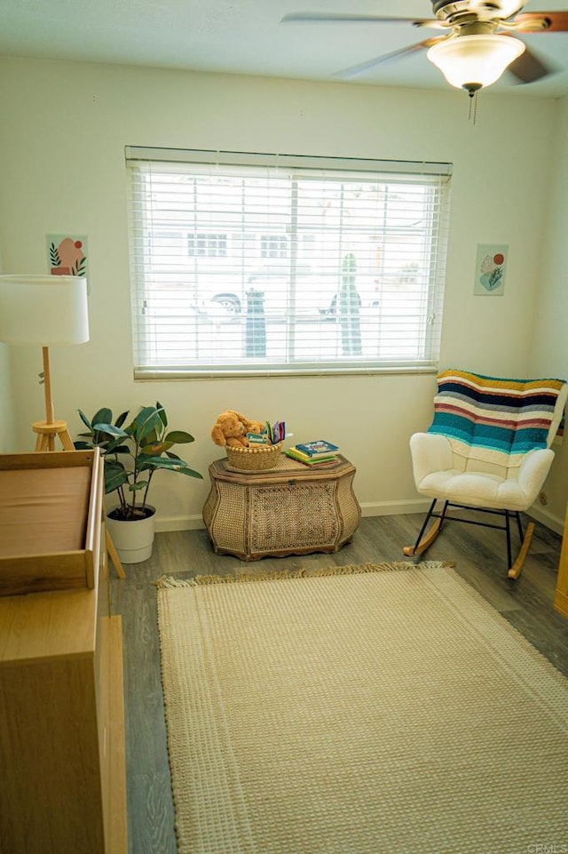 2219 Montemar, Escondido, CA 92027 - living area featuring wood finished floors, a ceiling fan, and baseboards