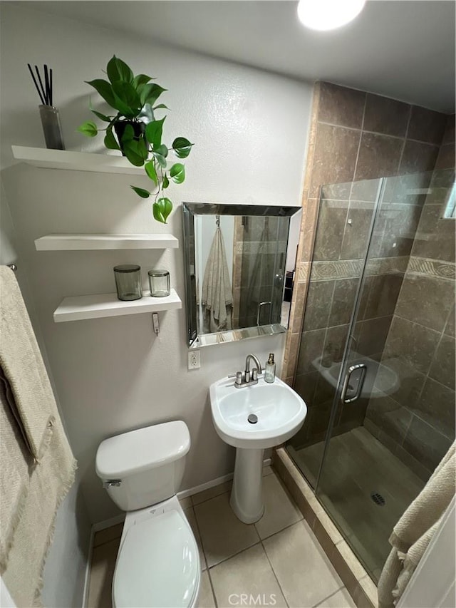 4113 E 10th St Unit 2, Long Beach, CA 90804 - full bathroom with a stall shower, toilet, tile patterned floors, and a sink
