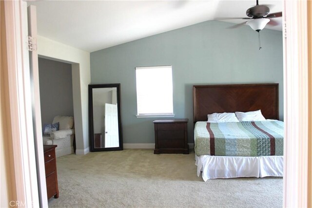 45344 Saint Tisbury St, Temecula, CA 92592 - bedroom with lofted ceiling, carpet, ceiling fan, and baseboards