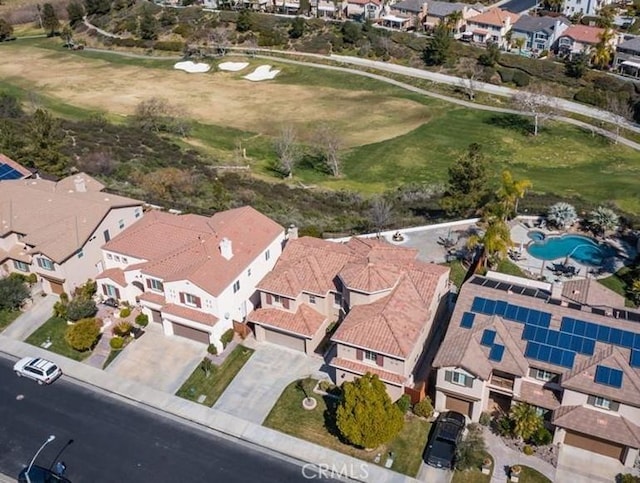 45344 Saint Tisbury St, Temecula, CA 92592 - aerial view of property and surrounding area with nearby suburban area, a pool area, and a golf club