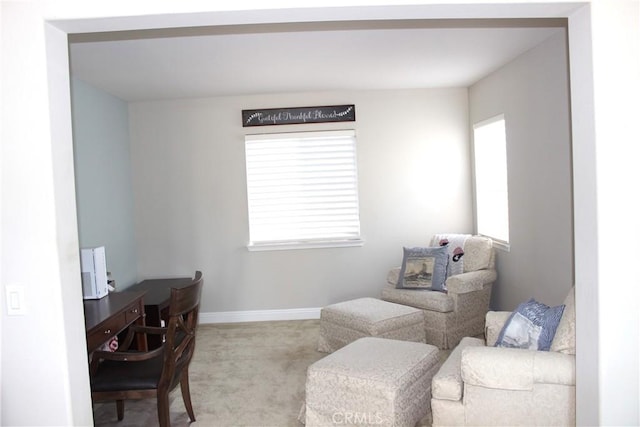45344 Saint Tisbury St, Temecula, CA 92592 - sitting room featuring carpet floors, baseboards, and a desk