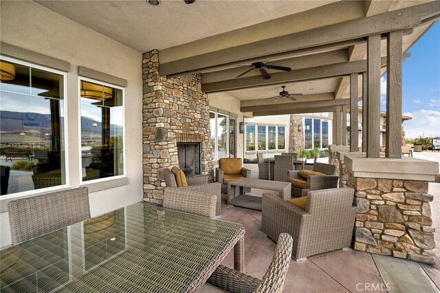 1583 Turtle Crk, Beaumont, CA 92223 - view of patio with ceiling fan and an outdoor hangout area