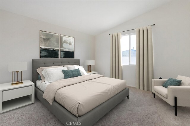1583 Turtle Crk, Beaumont, CA 92223 - bedroom featuring lofted ceiling and light colored carpet