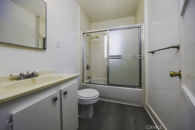 2292 Euclid Ave, Long Beach, CA 90815 - bathroom with toilet, vanity, shower / bath combination with glass door, and wood finished floors