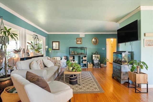 646 Downer Ave, El Cajon, CA 92020 - living area featuring wood finished floors and ornamental molding