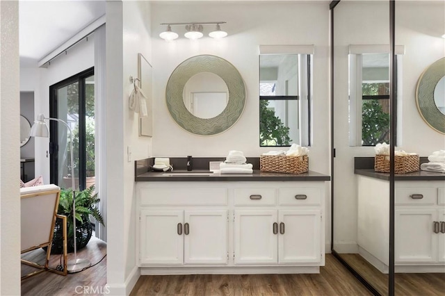 190 N Singingwood St Unit 1, Orange, CA 92869 - bathroom with wood finished floors and vanity